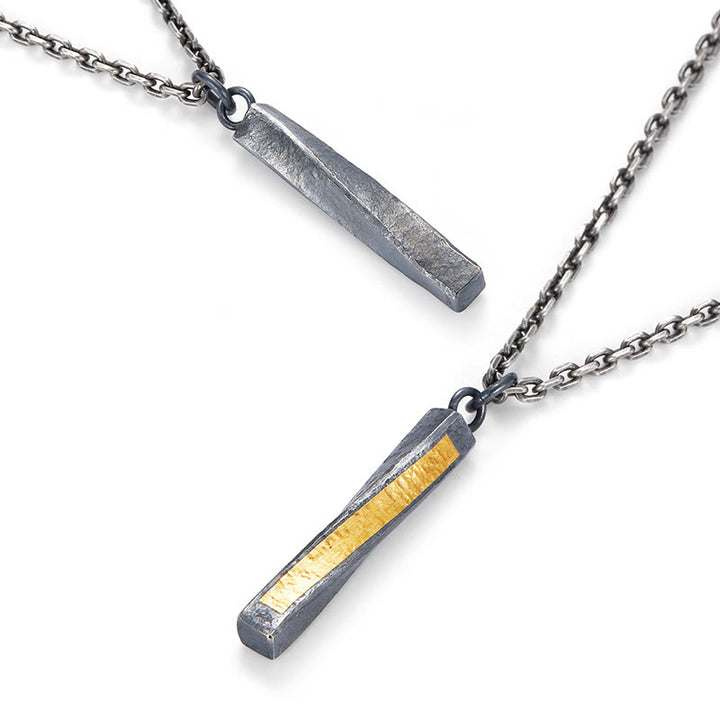 WorldNorse 999 Sterling Silver Textured Twisted Bar Necklace - image 4