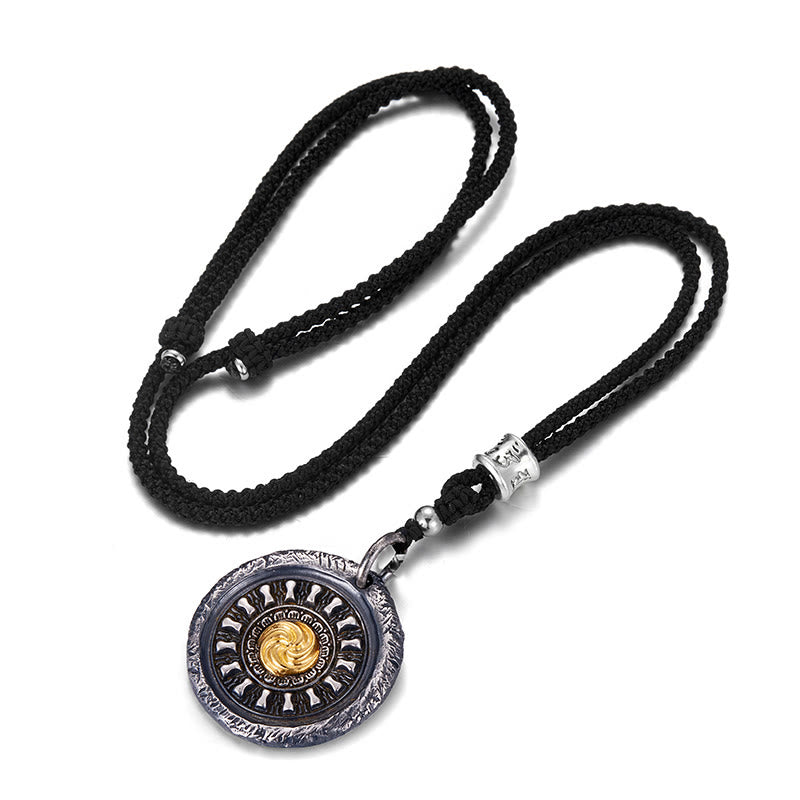 WorldNorse 999 Sterling Silver Spiral Rune Disk Necklace - With Cotton Rope - image 3