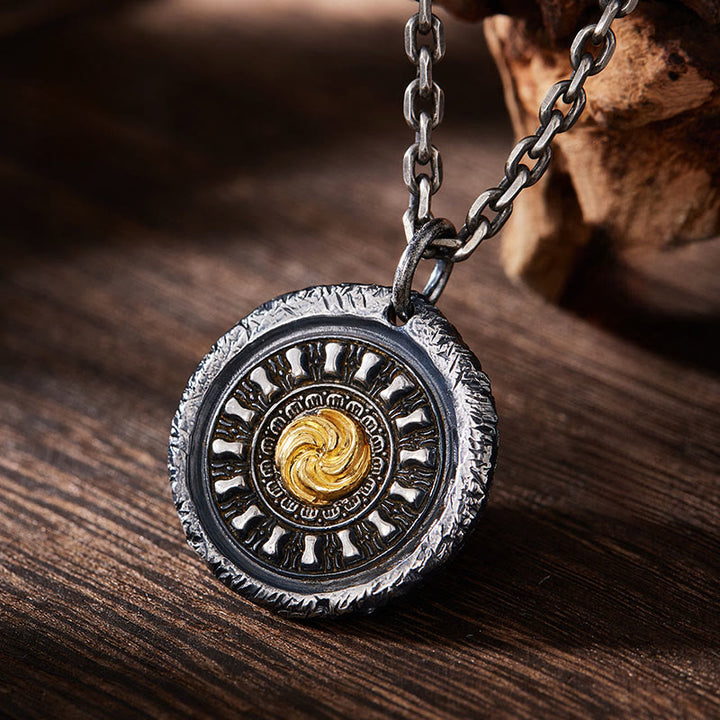 WorldNorse 999 Sterling Silver Spiral Rune Disk Necklace - With Silver Chain - image 0