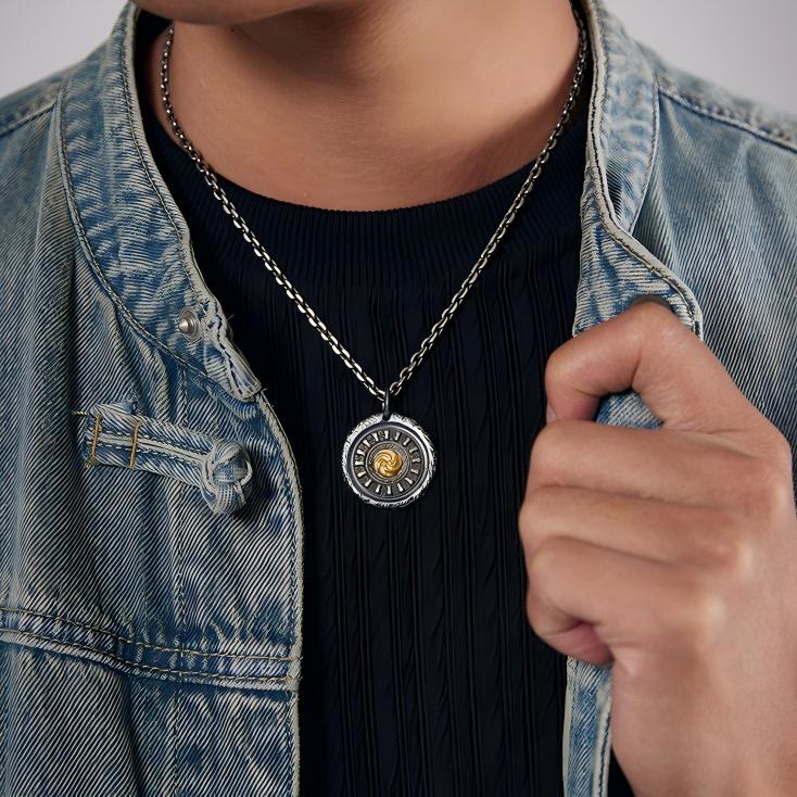 WorldNorse 999 Sterling Silver Spiral Rune Disk Necklace - image 7