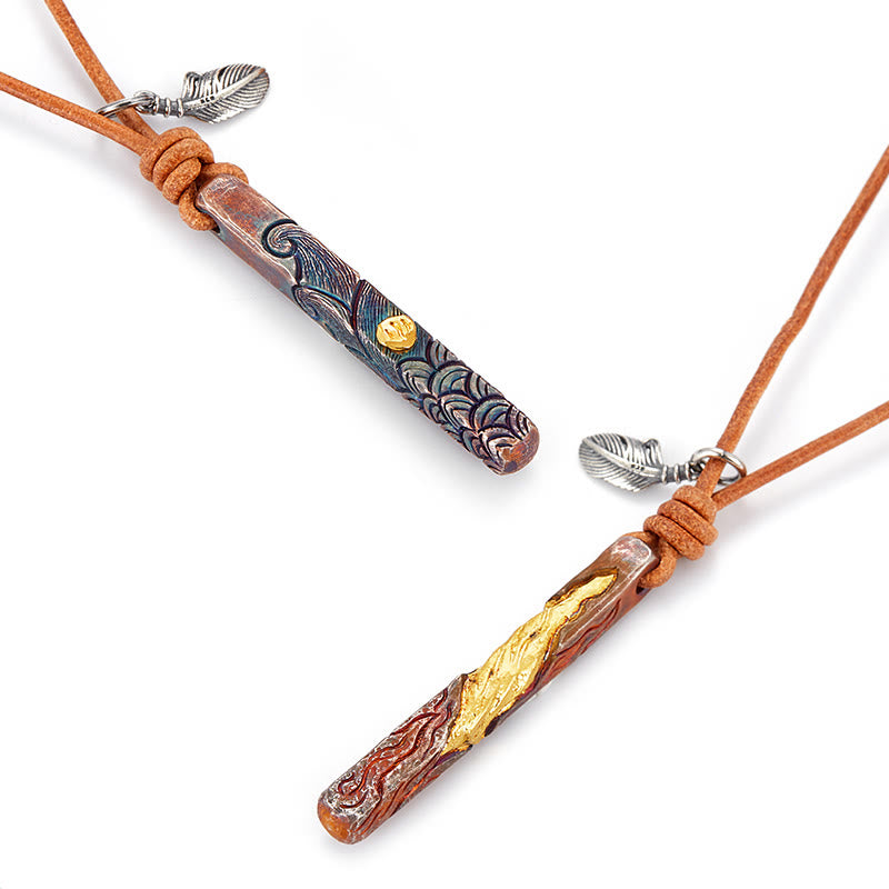 WorldNorse 999 Sterling Gold Textured Wave Feather Accent Necklace - image 5