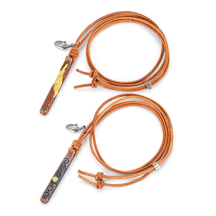 WorldNorse 999 Sterling Gold Textured Wave Feather Accent Necklace - image 3