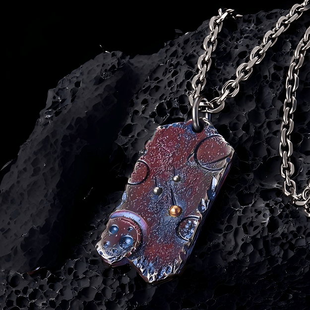 WorldNorse Handcrafted 999 Silver Celestial Planet Engraved Necklace - With Chain - NO THANKS - image 0