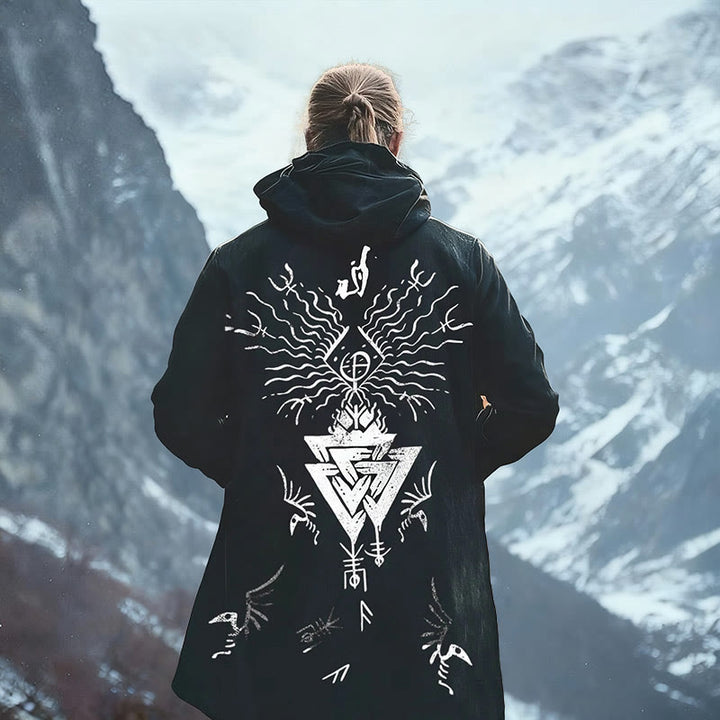 WorldNorse Mystic Eye Valknut Rune Hooded Cloak Coat - US/UK/AU52，EU62 (6XL) - image 0