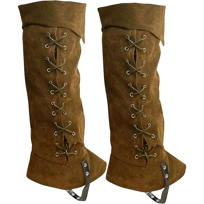 WorldNorse Gothic Lacing Studded Warrior Boots Cover - Light Brown - One Pair - image 7