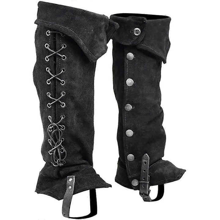 WorldNorse Gothic Lacing Studded Warrior Boots Cover - Black - One Pair - image 0