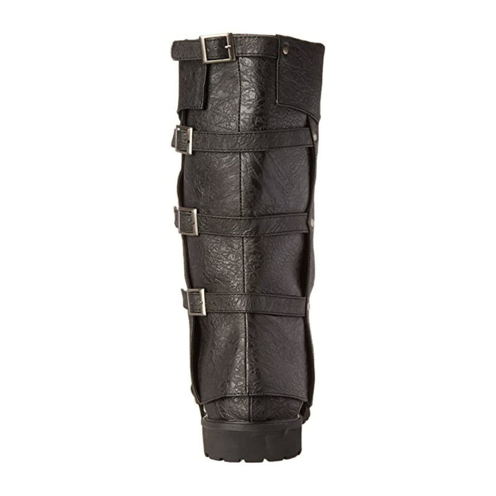 WorldNorse Multi Buckle Textured Fold Over Knee High Boots - image 2