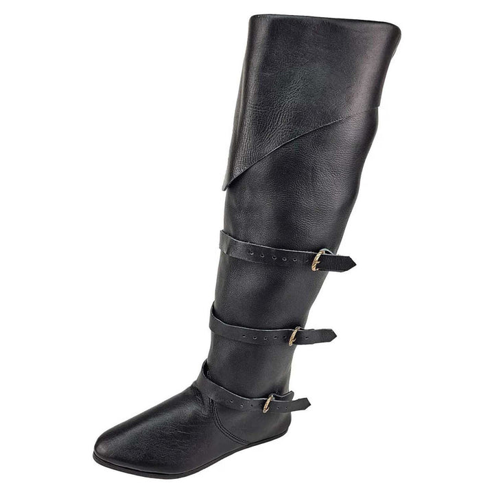 WorldNorse Rustic Strap Embellished Fold Over Knee High Boots - image 4
