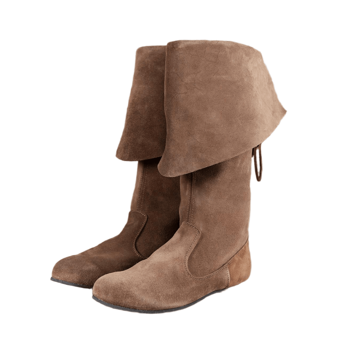 WorldNorse Suede Fold Over Drawstring Knee High Boots - Brown - US 13 - image 0