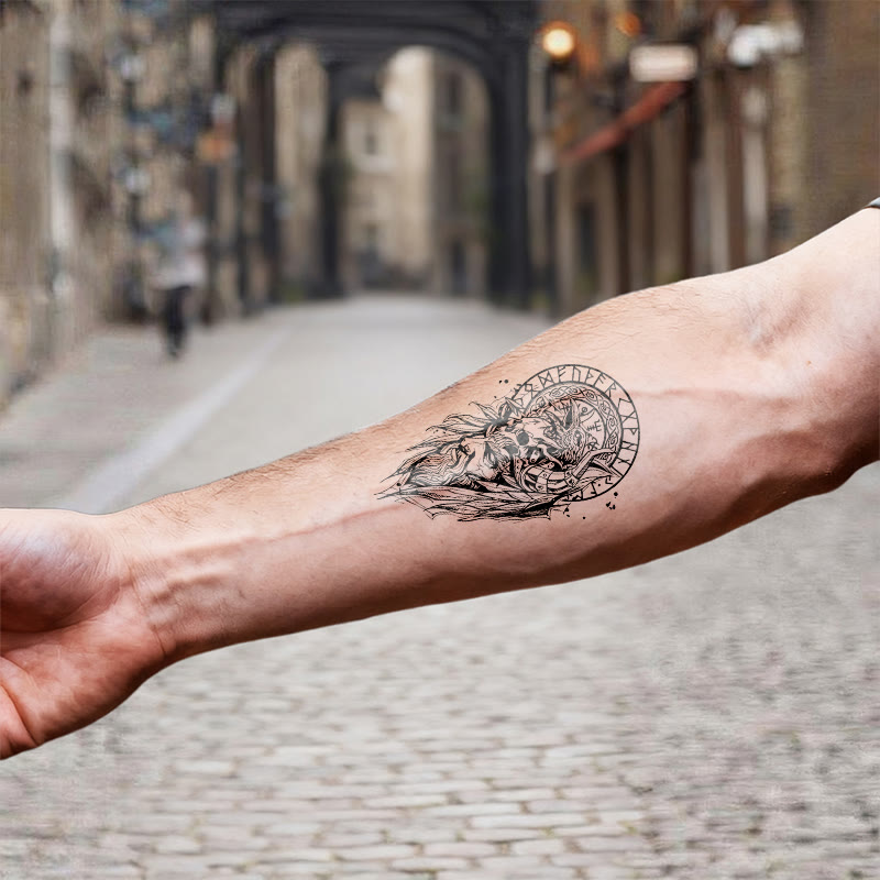 WorldNorse Gothic Vegvisir Raven Symbolism Waterproof Tattoo Stickers - image 6