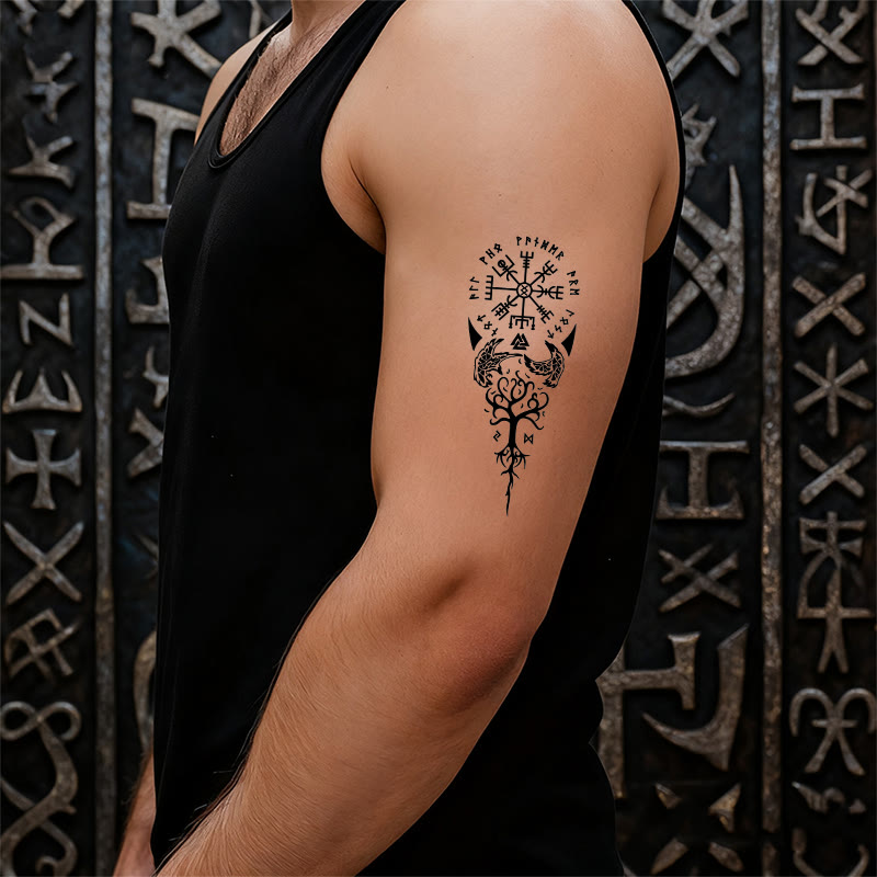 WorldNorse Valknut Tree of Life Waterproof Tattoo Stickers - image 5