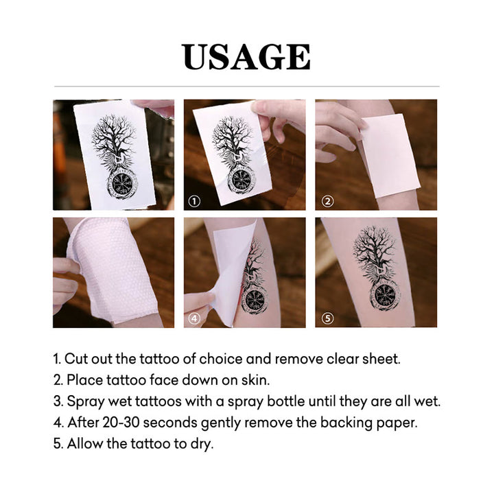 WorldNorse Vegvisir Yggdrasil Pillar Waterproof Tattoo Stickers - image 4