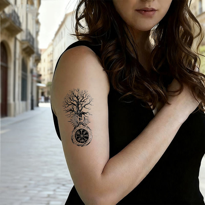 WorldNorse Vegvisir Yggdrasil Pillar Waterproof Tattoo Stickers - image 2
