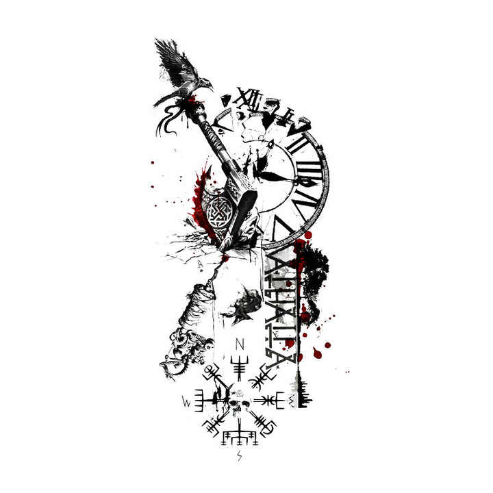 WorldNorse Grunge Norse Weapon Chrono Blaze Waterproof Tattoo Stickers - Two Pieces - image 0