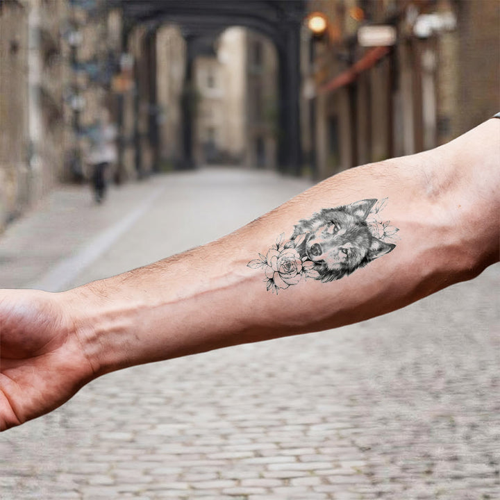 WorldNorse Rose Encrusted Wolf Grace Waterproof Tattoo Stickers - image 6