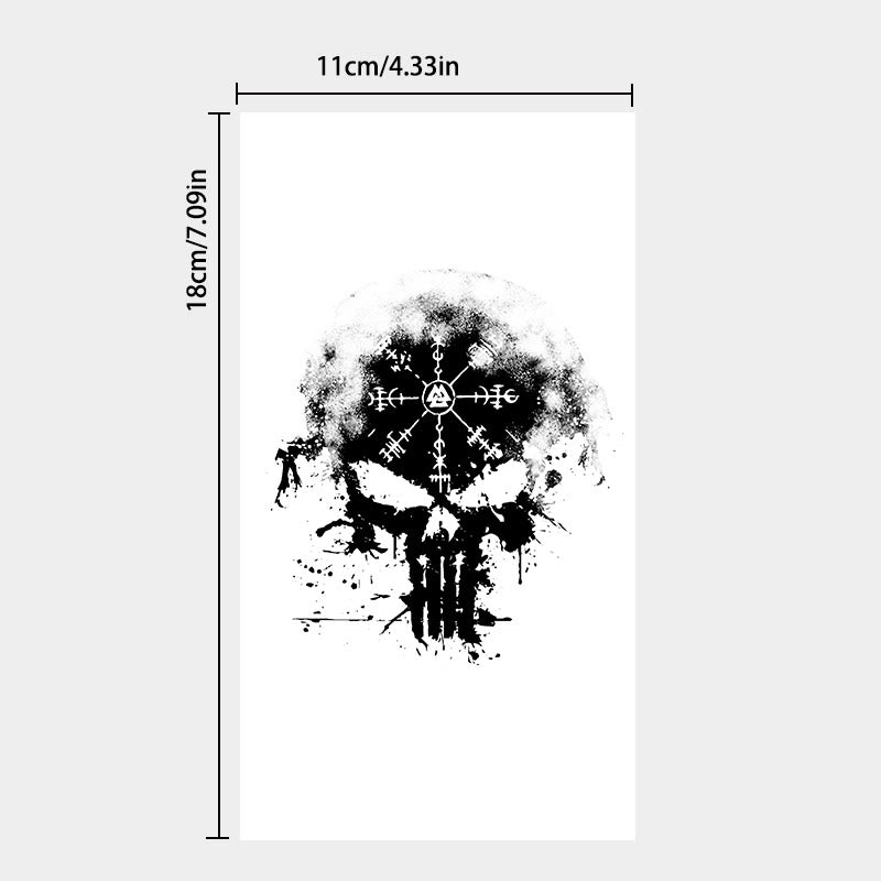 WorldNorse Grunge Inkblot Skull Waterproof Tattoo Stickers - image 3