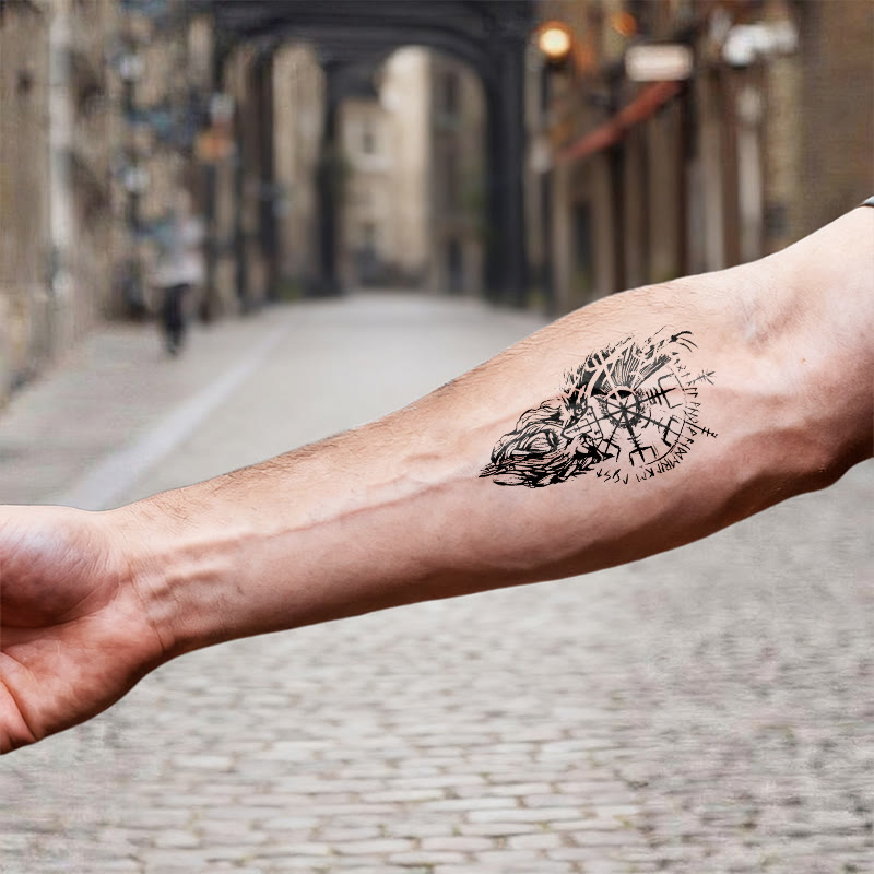 WorldNorse Seer Odin Totem Vegvisir Waterproof Tattoo Stickers - image 6