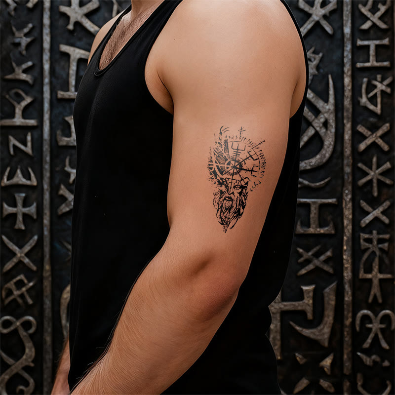 WorldNorse Seer Odin Totem Vegvisir Waterproof Tattoo Stickers - image 5