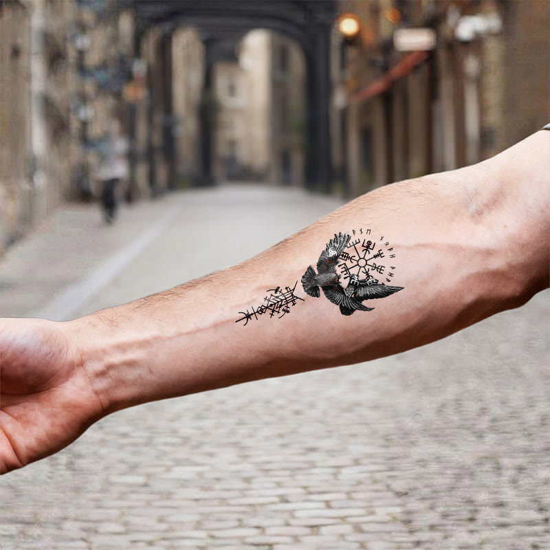 WorldNorse Viking Dark Rune Raven Emblem Waterproof Tattoo Stickers - image 6