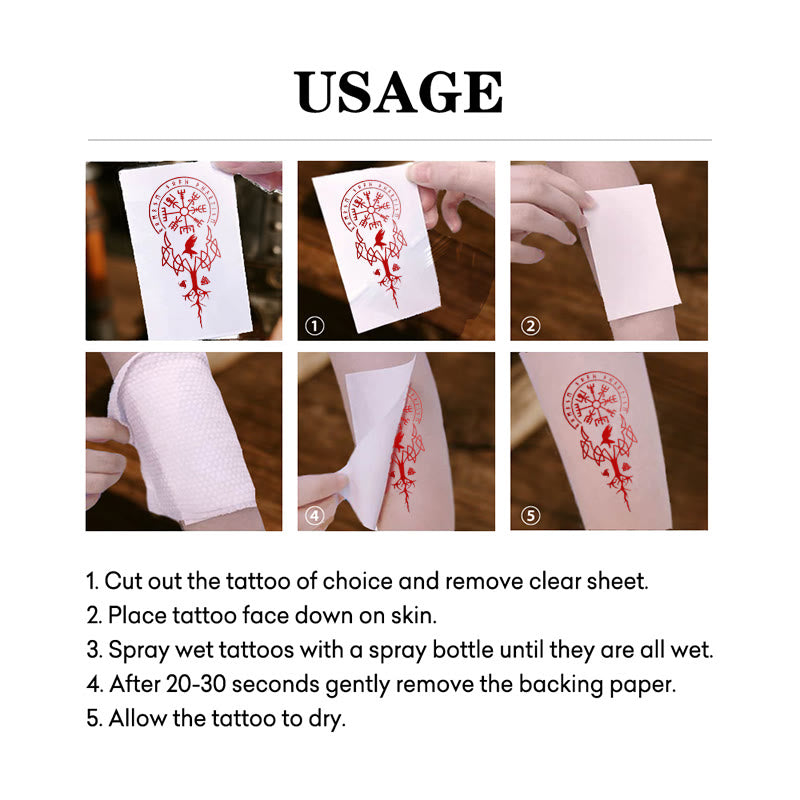WorldNorse Rune Raven Yggdrasil Waterproof Tattoo Stickers - image 4