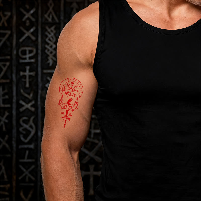 WorldNorse Rune Raven Yggdrasil Waterproof Tattoo Stickers - image 1