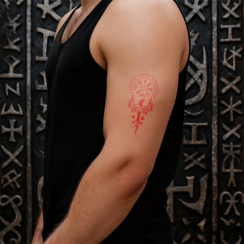 WorldNorse Rune Raven Yggdrasil Waterproof Tattoo Stickers - image 5