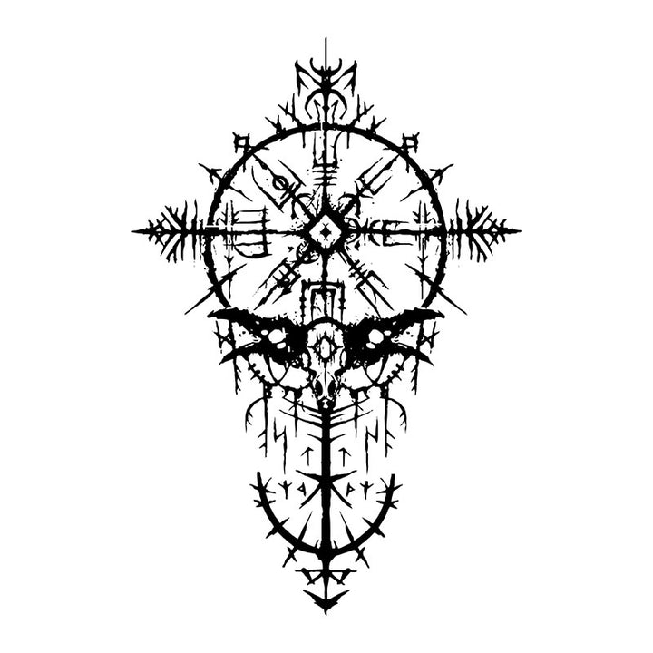 WorldNorse Gothic Rune Compass Vegvisir Waterproof Tattoo Stickers - Two Pieces - image 0