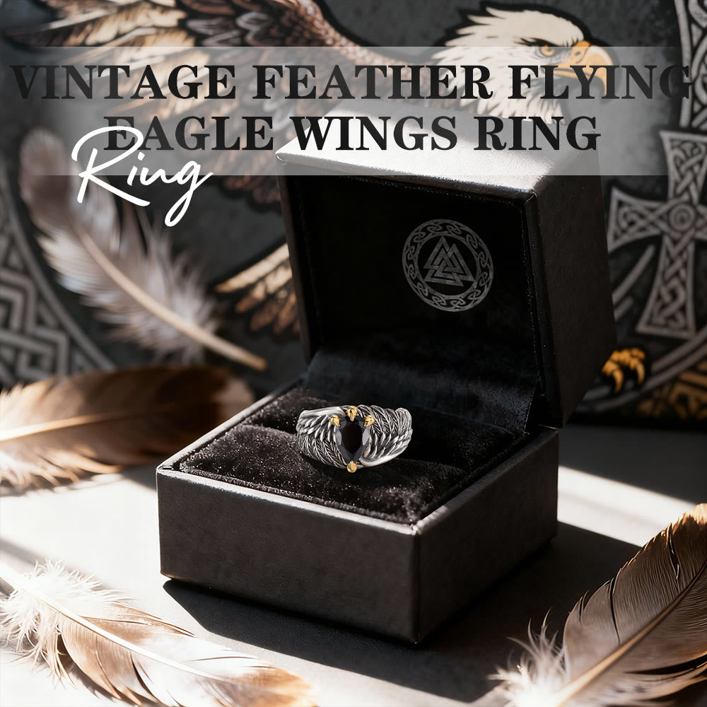 WorldNorse Vintage Feather Flying Eagle Wings Ring - image 2