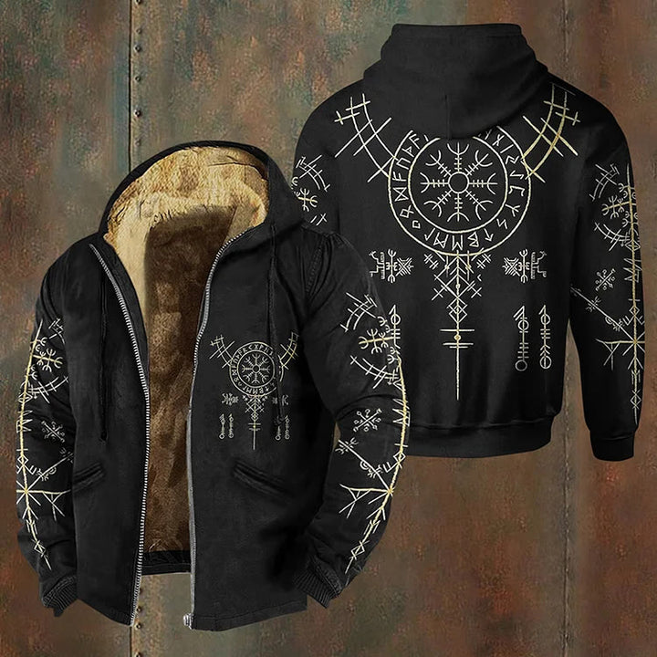 WorldNorse Helm of Awe Rune Zipper Hoodie Coat - US/UK/AU50，EU60 (5XL) - image 0