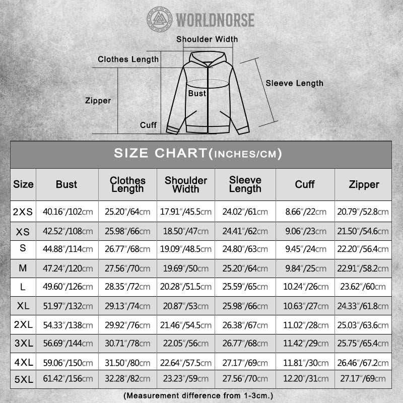 WorldNorse Raven Vegvisir Triple Horn of Odin Zipper Hoodie Coat - image 1