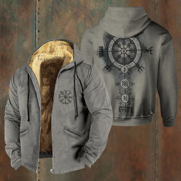 WorldNorse Vegvisir Rune Stack Zipper Hoodie Coat - US/UK/AU50，EU60 (5XL) - image 0