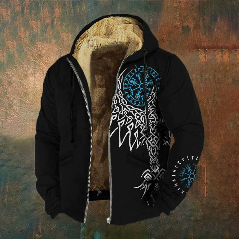 WorldNorse Azure Yggdrasil Vegvisir Zipper Hoodie Coat - US/UK/AU50，EU60 (5XL) - image 0