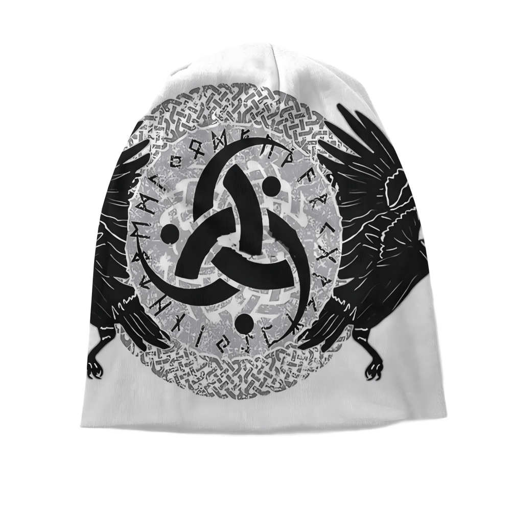 WorldNorse Raven Triple Horn of Odin Celtic Knot Beanie - image 1