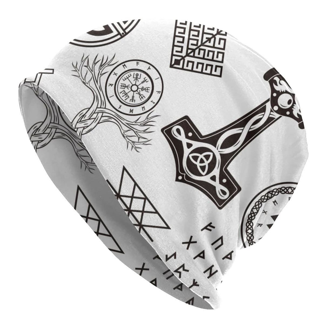 WorldNorse Mjolnir Yggdrasil Vegvisir Rune Beanie - Mjolnir - image 0