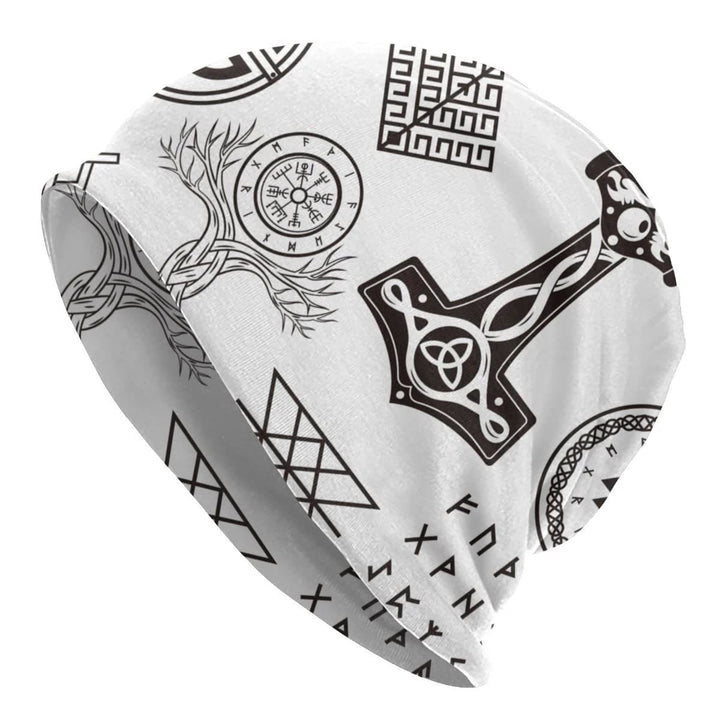 WorldNorse Mjolnir Yggdrasil Vegvisir Rune Beanie - Mjolnir - image 0