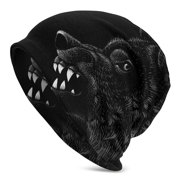 WorldNorse Monochrome Fenrir Wolf Beanie - Wolves - image 0