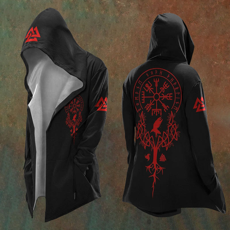WorldNorse Raven Vegvisir Valknut Hooded Jacket - US/UK/AU48，EU58 (4XL) - image 0