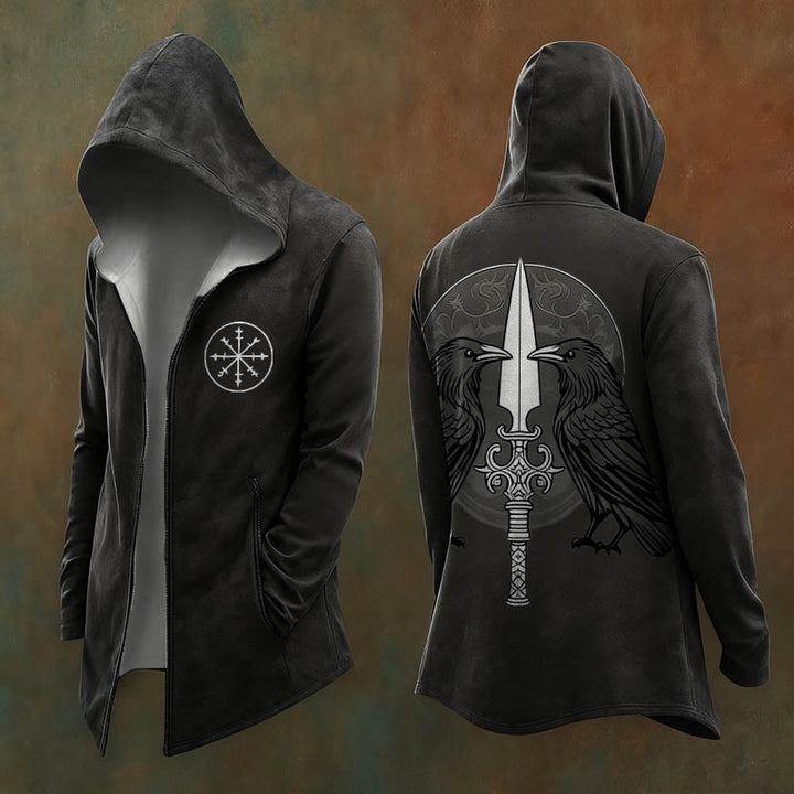 WorldNorse Dark Huginn and Muninn Sword Hooded Jacket - US/UK/AU48，EU58 (4XL) - image 0
