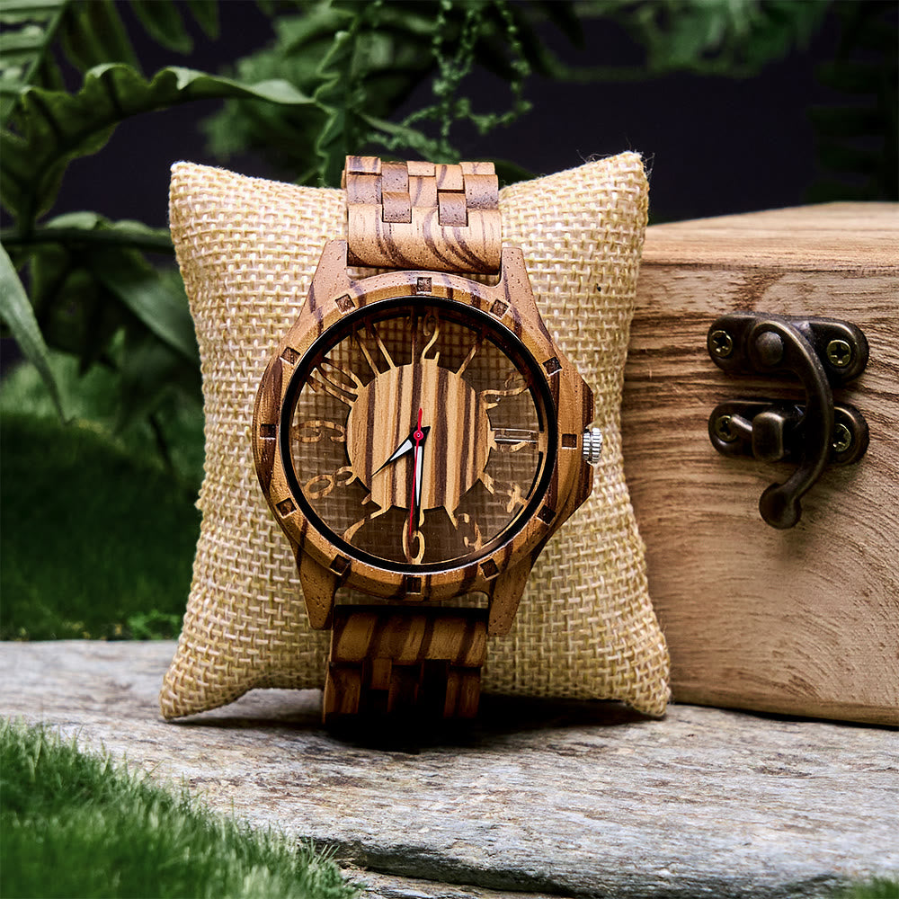 WorldNorse Solar Engraved Skeleton Wooden Watch - Skeleton - image 0