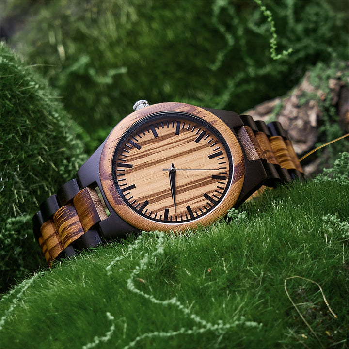 WorldNorse Minimalist Striped-Textured Wooden Watch - image 2