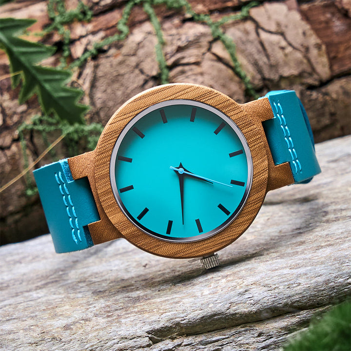 WorldNorse Aqua Blue Contrast Wooden Watch - image 4