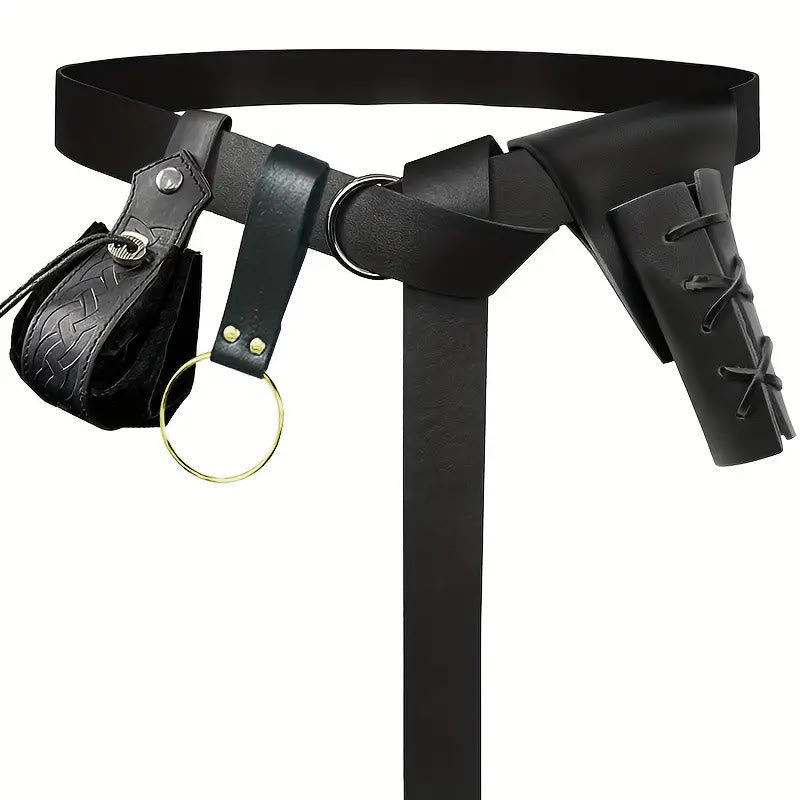 WorldNorse Steampunk Leather Sword Belt Sheath Bag Set - Belt + Bag + Accessories + Scabbard - Black - image 4