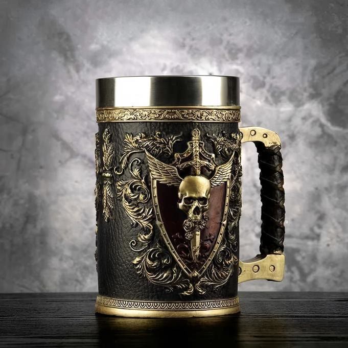 WorldNorse Gothic Skull Winged Sword Mug - Skull - image 0