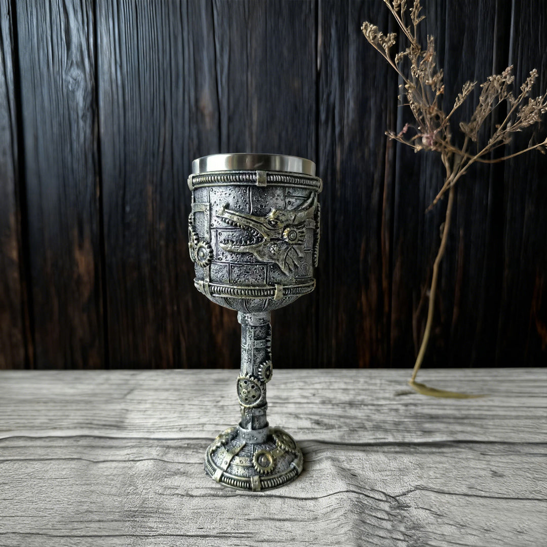 WorldNorse Steampunk Dragon Gear Emblem Goblet - image 3