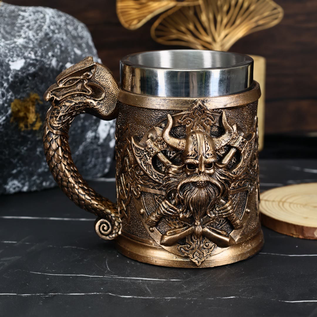 WorldNorse Viking Axe Norse Dragon Warrior Mug - Bronze - image 0