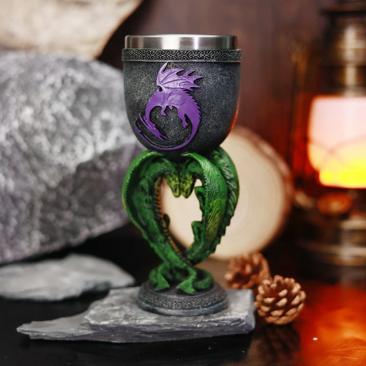 WorldNorse Mythical Purple Dragon Green Serpentine Mug - Norse Dragon - image 0