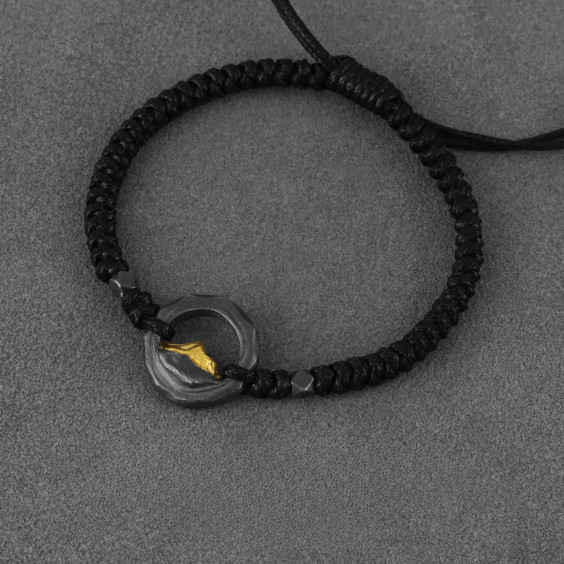 WorldNorse 999 Sterling Silver Artisan Braided Rope Contrast Bracelet - Retro Black - image 2