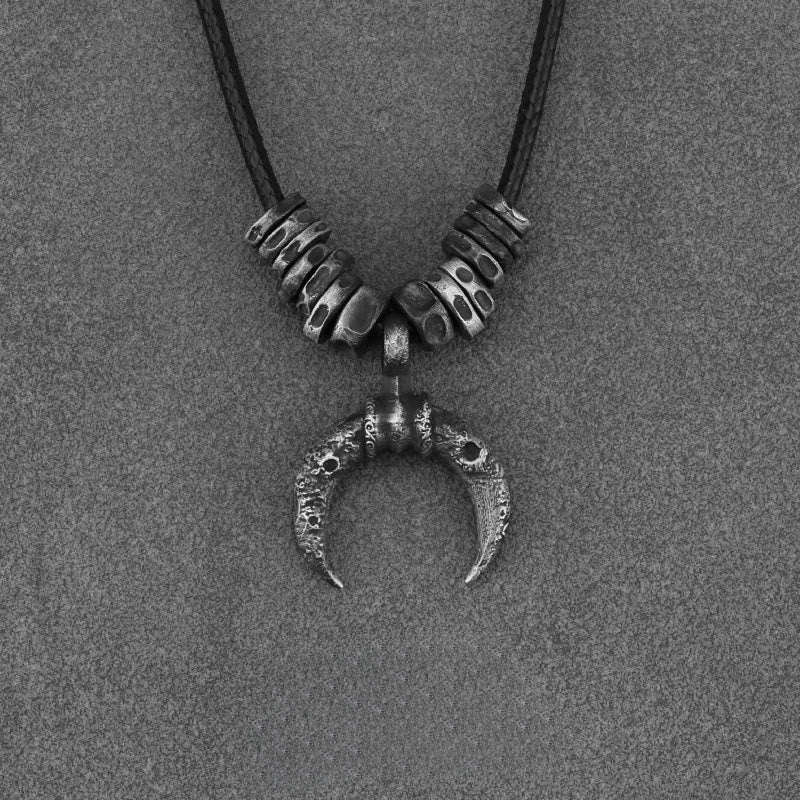 WorldNorse 999 Sterling Silver Crescent Moon Rugged Textured Necklace - image 1