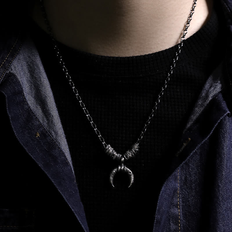 WorldNorse Handcrafted 999 Silver Crescent Moon Rugged Textured Necklace - image 6