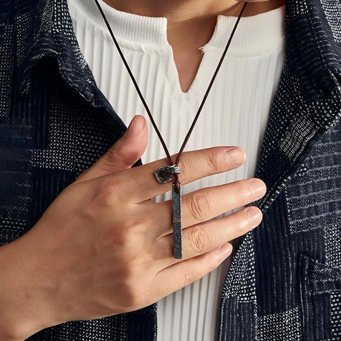 WorldNorse 999 Sterling Silver Artisan Volcanic-Textured Gold-Streak Necklace - image 4